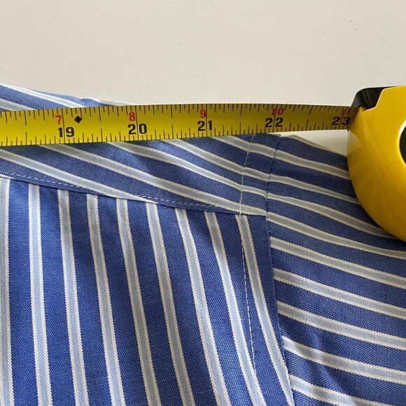 Club Room Regular Fit Pinpoint Mens Button Down Blue Shirt. Size 18.5 34/35 - Picture 9 of 10